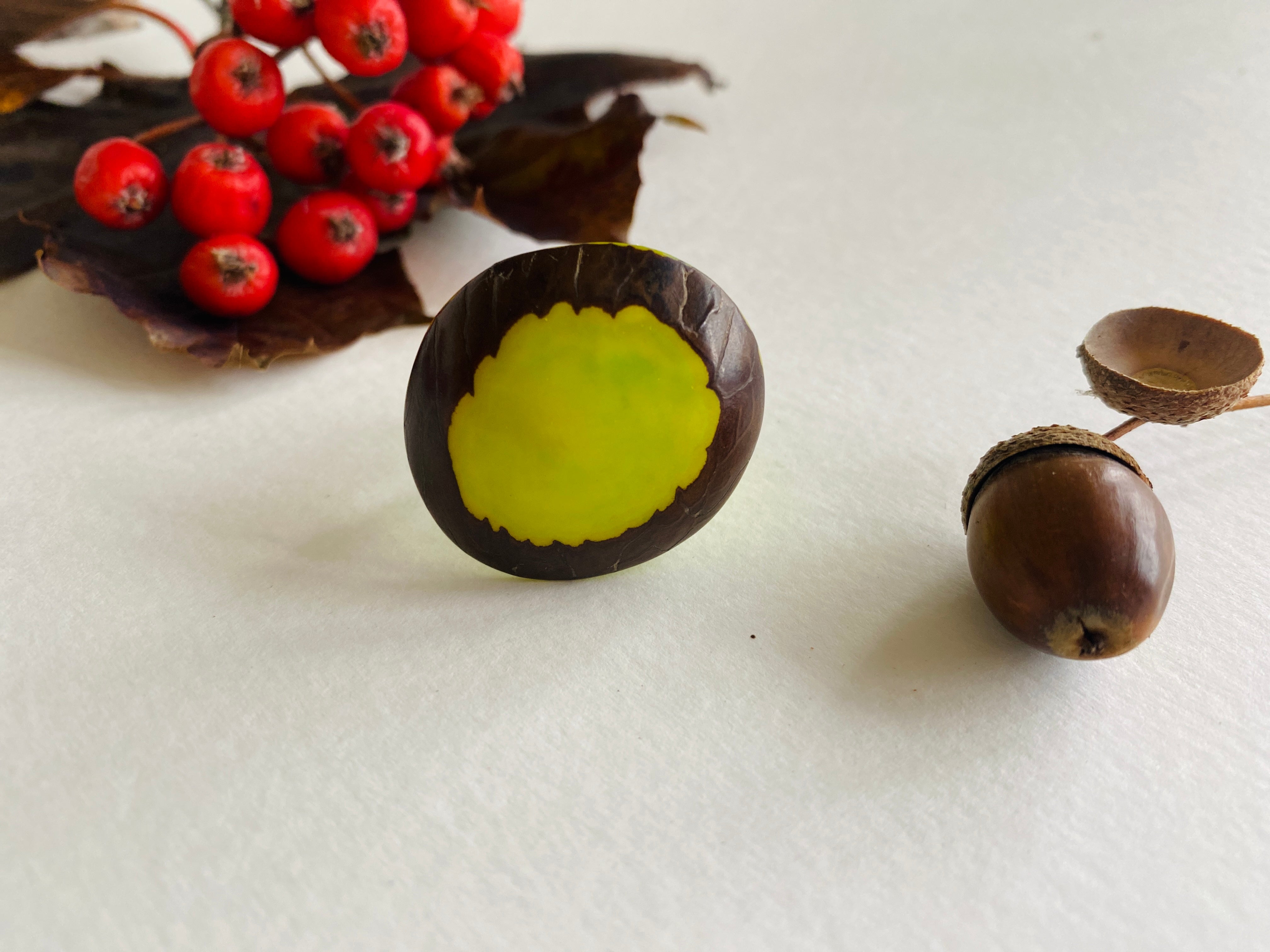 Green Tagua Seed Ring